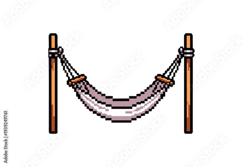 Pixelated hammock on a black background for relaxation and leisure concepts