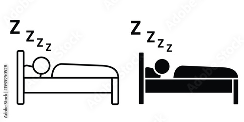 sleeping icon vector. Deep sleep icon . Person in bed, hotel vector graphic icons set. Health, Rest and Bedtime symbol. Vector Illustration.