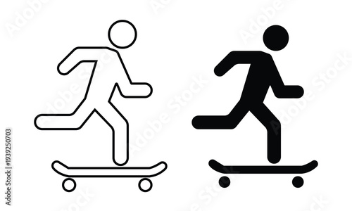 Skateboard icon vector. Silhouette of skate board icon with man. Vector illustration. skateboard rider icon sign vector. sport and activity design graphic element.