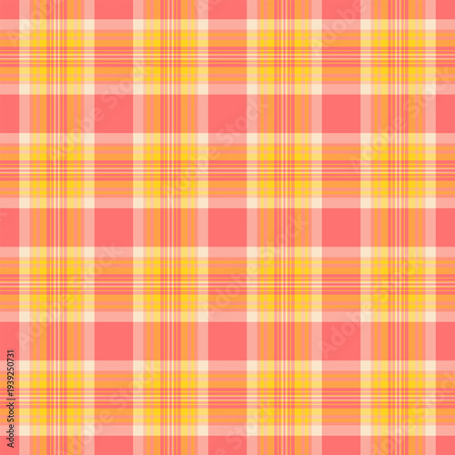 Throw texture tartan background, easter fabric seamless plaid. Comfortable pattern textile check vector in red and orange colors.