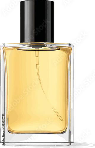 Isolated a realistic Perfume, model, container, bottle vector art with white background..