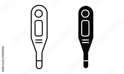 Digital thermometer icons. set of web icons on white background. Medical Health Care Symbol, Electronic Device for Temperature Measurement.