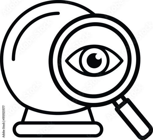A magnifying glass with an eye inside on isolated for search or investigation concept