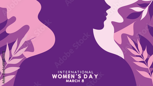 Elegant female profile silhouette international women's day march 8 vector illustration
