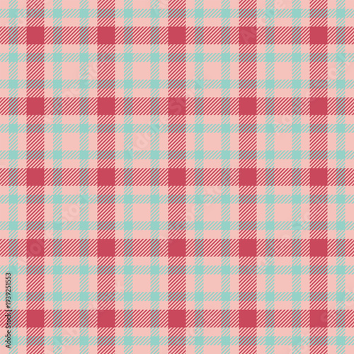Hipster fabric tartan plaid, graphical textile texture seamless. List background vector check pattern in light and red colors.
