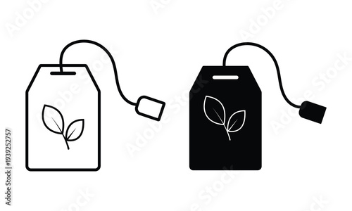 Tea bag icon vector illustrations. Simple hand-drawn silhouettes of tea bags for hot beverage and relaxation themes. vector illustration.