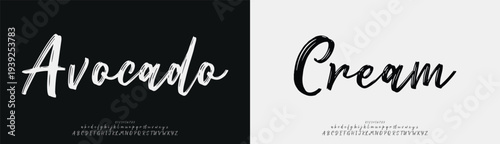 Avocado Cream, Script elegant alphabet letters font logo. Typography luxury classic lettering serif fonts decorative wedding vintage retro logos, design for fashion,beauty shop and brand . 