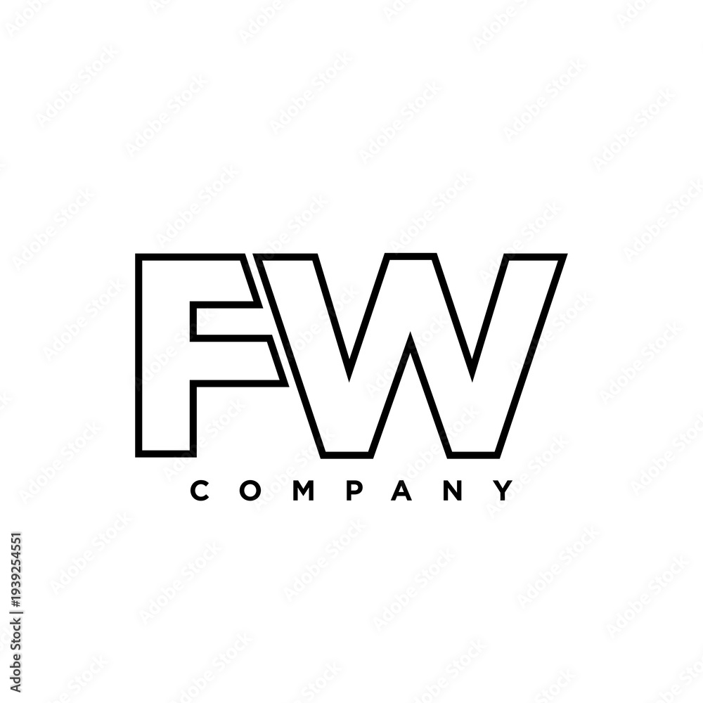 Obraz premium Letter F and W, FW logo design template. Minimal monogram initia