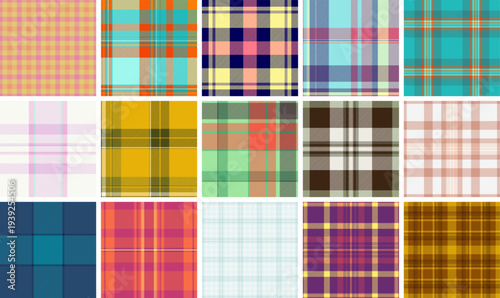 Plaid collection for casual women's fashion pieces. Seamless patterns work for blouses, skirts, dresses, and layering garments.