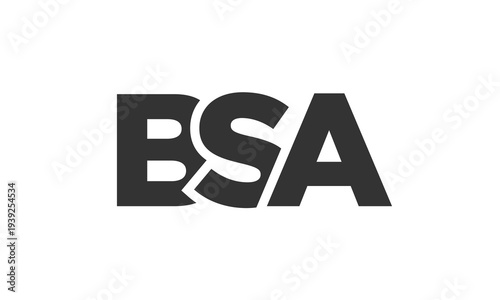 BSA logo design template with strong and modern bold text. Initial based vector logotype featuring simple and minimal typography. Trendy company identity.