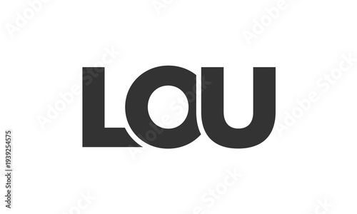 LOU logo design template with strong and modern bold text. Initial based vector logotype featuring simple and minimal typography. Trendy company identity.