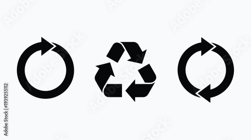 Black recycling symbols on for eco friendly concepts and sustainable practices
