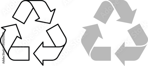 Recycling symbols with arrows in circular motion on for eco friendly and sustainability concepts
