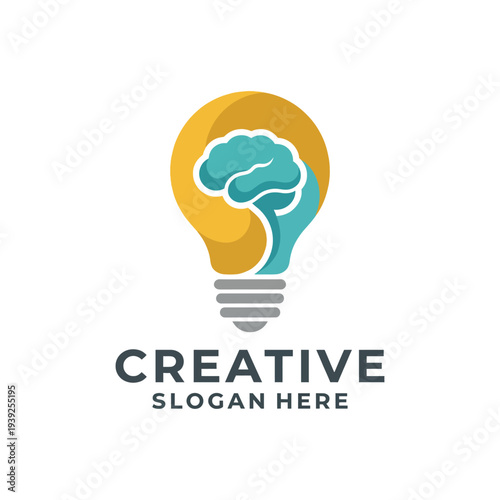 This image features a logo design of a light bulb containing a brain, symbolizing creativity and innovative ideas. It's perfect for brands focusing on intelligence and inspiration.