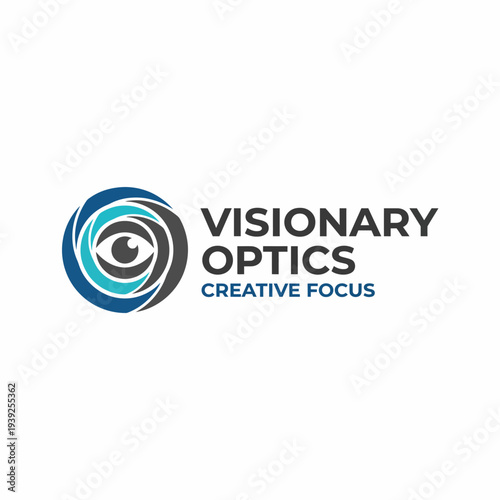 This logo design incorporates an eye within stylized circular patterns, conveying a sense of keen insight and creative clarity in the optics industry.