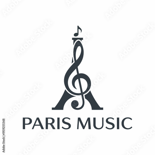 This logo design creatively combines a music clef and the Eiffel Tower, embodying the essence of Parisian culture, music, and artistic expression.