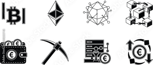 Cryptocurrency and blockchain icons