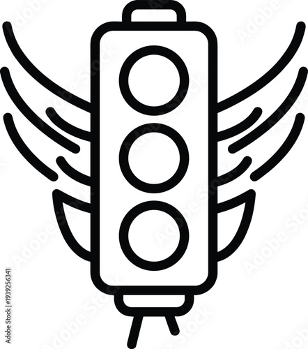Traffic light with wings, , symbolizing speed and traffic control