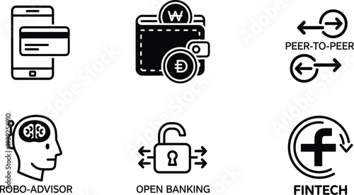 Digital finance and technology icons