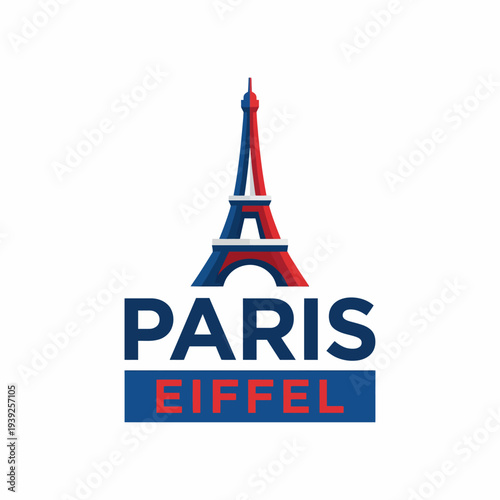 This logo features the iconic Eiffel Tower in bold colors, symbolizing elegance and romance in Paris, perfect for tourism and travel-related businesses.