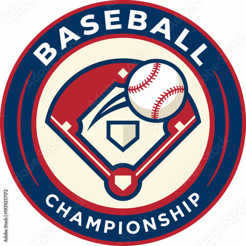 This logo embodies the spirit of baseball with a championship emblem, featuring a baseball on home plate and a stylish design that celebrates the game and competitive spirit.