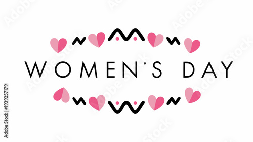 Pastel hearts forming a circle around women's day text on white background festive and celebratory design