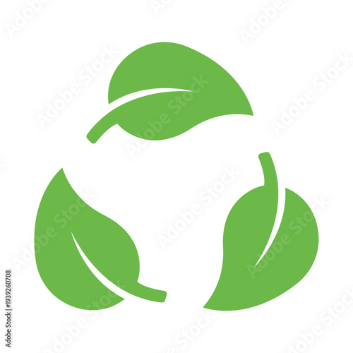 Green leaf recycling symbol for environmental sustainability icon