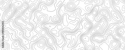 Modern topographic map design with contour lines on white