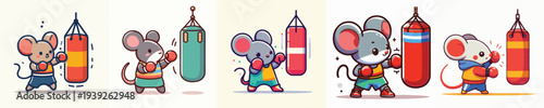 cute mouse vector boxing training