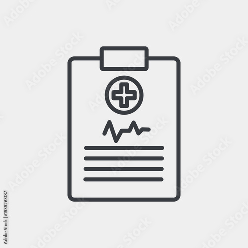 Medical report icon set in flat and strokes. Suitable for graphic projects. EPS10