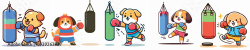 cute dog vector boxing training