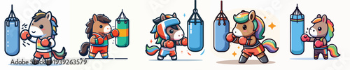 cute horse vector boxing training