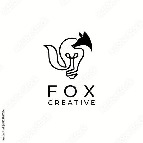A clever logo design featuring a fox wrapped around a light bulb, representing creativity and innovative ideas, perfect for a modern branding or tech business.
