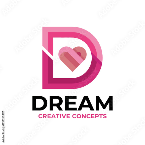 This image showcases a vibrant logo featuring a stylized letter 'D' intertwined with a heart, representing creativity and passion in the design industry.