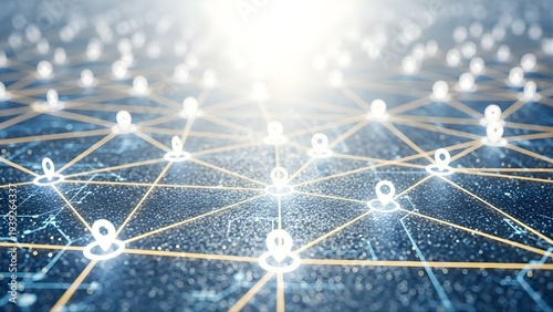 Global Interconnectedness: Digital Network of People Icons Representing Social and Business Connections in a Cyber Environment