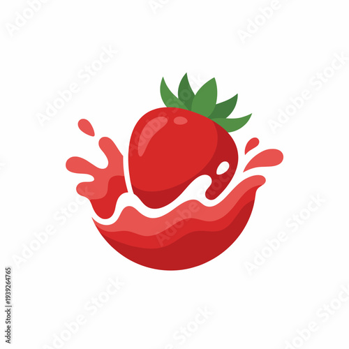 A vibrant strawberry logo with a splash effect, representing freshness and vitality, perfect for food brands, beverages, or health-focused products.