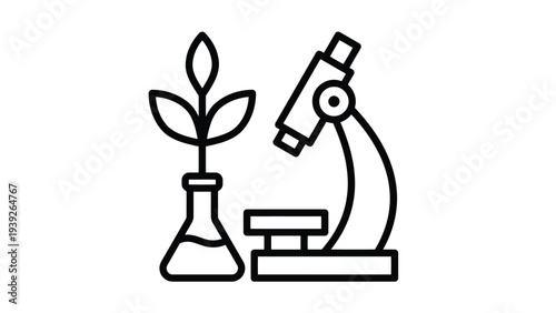 Scientific exploration combining biology and chemistry with a microscope and plant
