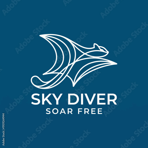 This minimalist logo features a stylized flying creature representing the thrilling experience of skydiving, symbolizing adventure and freedom for outdoor enthusiasts.