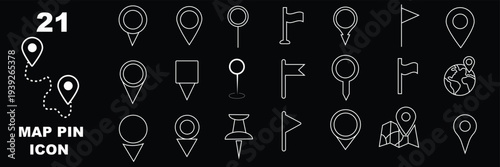 Map pin icon. location pin place marker. Location icon. Map marker pointer icon set. GPS location symbol collection. Victor illustration 