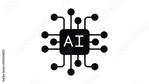 Modern stylized artificial intelligence network symbol with integrated ai letters