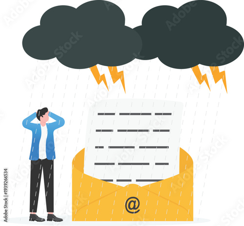 Businessman Facing Communication Crisis under Storm