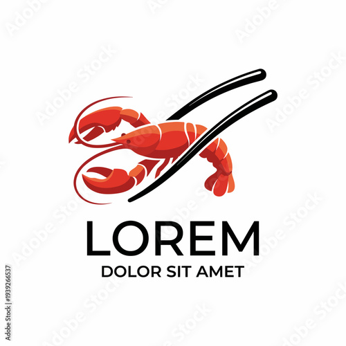 A vibrant and stylish logo featuring a playful lobster with chopsticks, perfect for seafood restaurants looking to showcase a fun and approachable brand identity.