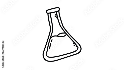 Classic laboratory erlenmeyer flask containing a liquid sample