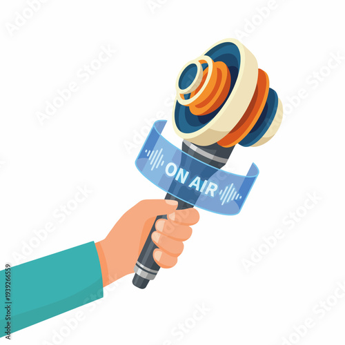 An artistic depiction of a microphone designed for broadcasting, showcasing creativity and modern technology, emphasizing the essence of communication and expression.
