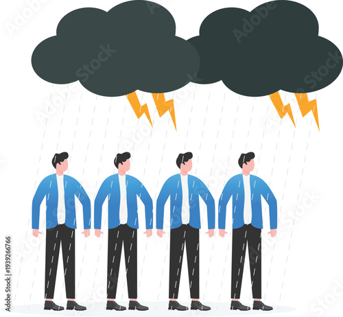 Business Team Facing Collective Crisis under Storm