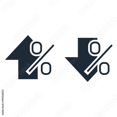 Percentage with up and down arrows. Economic indicator.Vector linear icon  illustration isolated on white background.