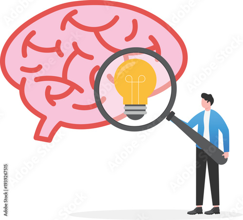 Businessman Analyzing Creative Ideas in Brain