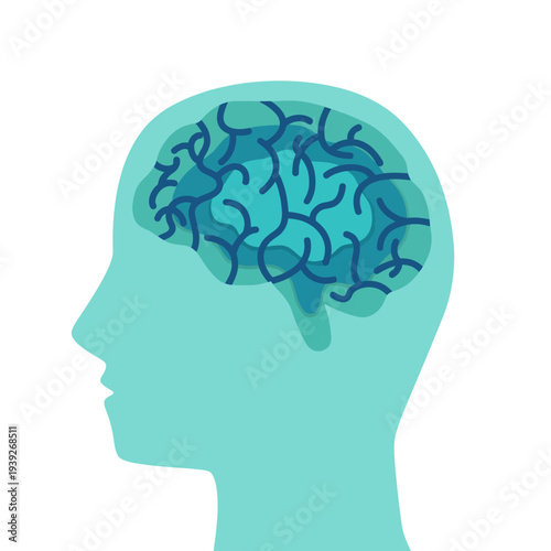 A minimalist illustration of a human brain in profile view, symbolizing thought processes and creativity, emphasizing the importance of mental health and intelligence.
