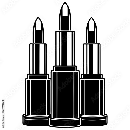 Set of glamorous lipstick cosmetics with beauty makeup tubes isolated on white background