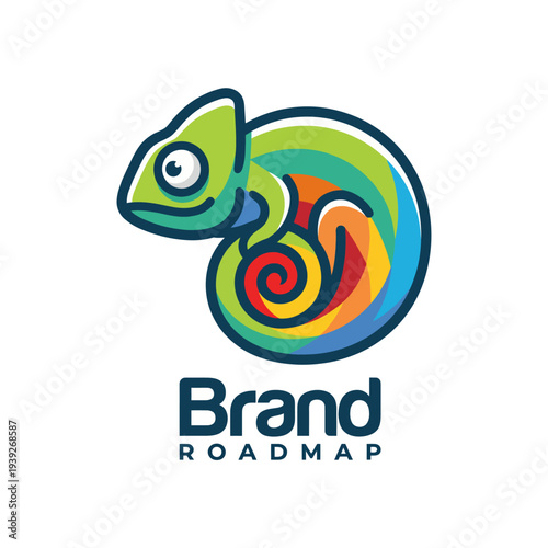 This logo features a chameleon with vibrant colors, symbolizing adaptability and innovation, perfect for branding and marketing agencies aiming for fluidity and creativity.